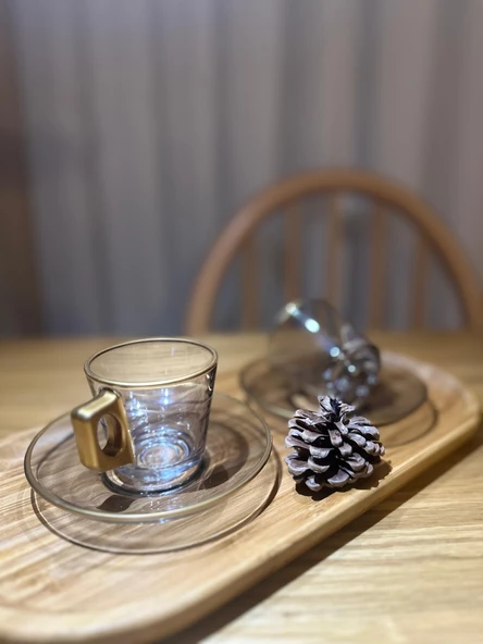 Den Tasarım Hediyelik 2 kişilik füme rengi kahve fincanı ürün görseli 1