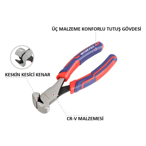 WORKPRO WP231147 160MM Profesyonel Tepe Keski - Resim 3