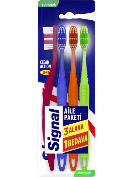 Signal Clean Action 3+1 Yumuşak Diş Fırçası Manuel Diş Fırçası ürün görseli 1