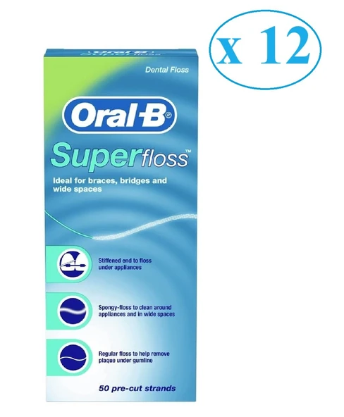 Oral-B Super Floss 50'li 12 Adet Diş İpi ürün görseli 1