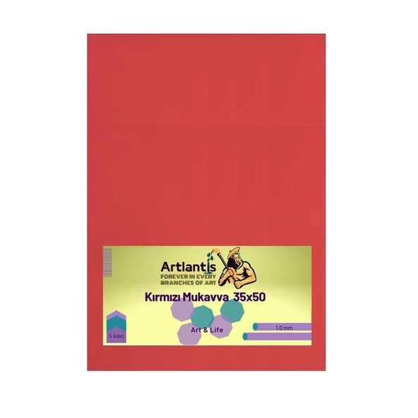 Kırmızı Renkli Mukavva 35x50 5 Adet Artlantis Renkli Mukavva 5 Adet ürün görseli 1