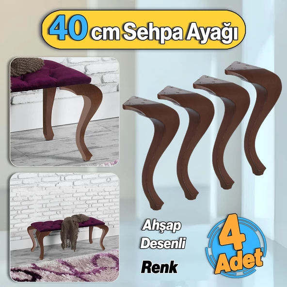 Lukens Plastik Sehpa Ayağı 4 Adet Ahşap Desenli Renk 40 cm Mobilya Zigon Orta Sehpası Ayak ürün görseli 1