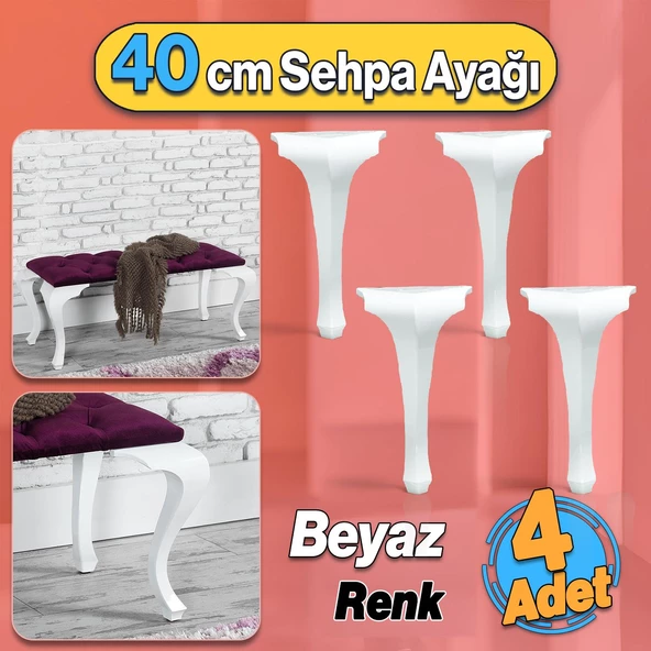 Plastik Beyaz Renk Lukens 40 cm Sehpa Ayağı Mobilya Zigon Çay Orta Sehpası Ayak 4 Adet ürün görseli 1