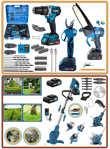 Eisenn Alman LORD Seri Ergonomic 4 Lü Bahçe Seti Tırpan + Bağ Makası + Zincirli Budama +  13 Mm Darbeli Matkap ürün görseli 1