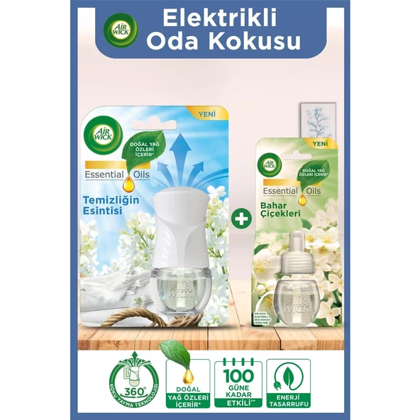 Air Wick Air Wick Elektrikli Oda Kokusu Kit Temizliğin Esintisi (1 Cihaz 1 Koku) + Yedek Şişe Bahar Çiçekleri ürün görseli 1