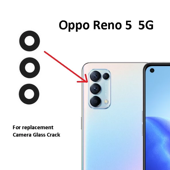 Oppo Reno 5 5G Arka Kamera Camı (Çıtasız Sadece Cam) ürün görseli 1