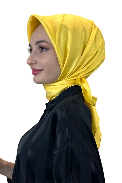 Aker Sezonsuz Tek Renk Tivil İpek Eşarp İE6052713  SARI ürün görseli 1