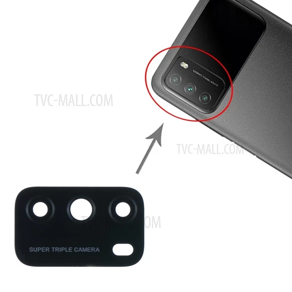 TE Xiaomi Poco M3 Kamera Camı Lensi (Çıtasız Sade Cam) ürün görseli 1