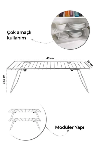 Mithra Life Metal Dolap İçi Düzenleyici Katlanabilir Raf MIT1098 ürün görseli 1