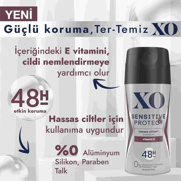 Xo Sensitive & Protect Men Deodorant 150 ml - Resim 2