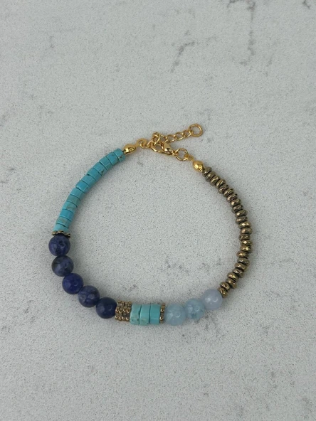 Lapis lazuli akuamarin turkuaz bileklik ürün görseli 1