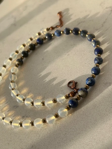 Lapis lazuli Opal kolye - Resim 3