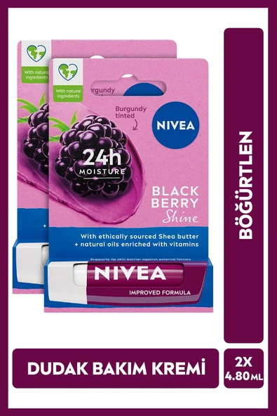 Nivea Lipstick Böğürtlen Dudak Bakım Kremi 2 x 4.8 G ürün görseli 1