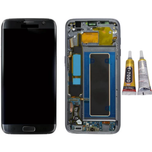 TE Samsung S7 Edge G935F Uyumlu Çıtalı Lcd Ekran Siyah + B7000 ürün görseli 1