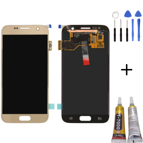 TE Samsung S7 G930F Uyumlu Lcd Ekran Gold + Montaj Kiti ürün görseli 1