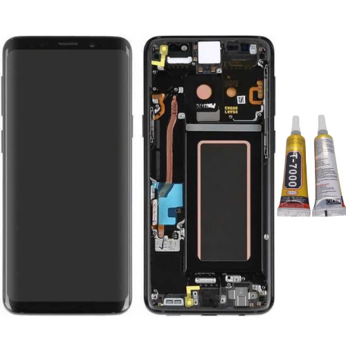 TE Samsung S9 G960F Uyumlu Çıtalı A Kalite Lcd Ekran Siyah + B7000 ürün görseli 1
