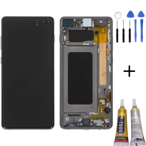 TE Samsung S10 Plus G975 Uyumlu Çıtalı A Kalite Lcd Ekran Siyah ürün görseli 1