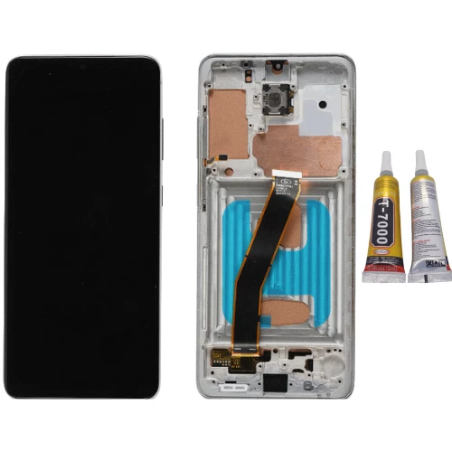 TE Samsung S20 G980F Uyumlu Çıtalı Lcd Ekran Servis Beyaz + B7000 ürün görseli 1