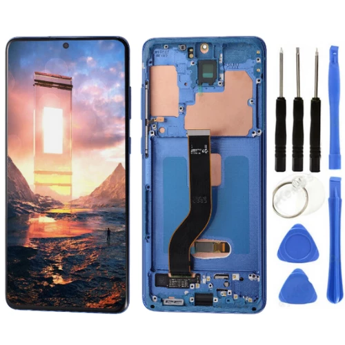 TE Samsung S20 Plus G985 Uyumlu Çıtalı Lcd Ekran Mavi +Tamir Seti ürün görseli 1