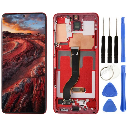 TE Samsung S20 Plus G986 Uyumlu Çıtalı A Kalite Lcd Ekran Kırmızı ürün görseli 1
