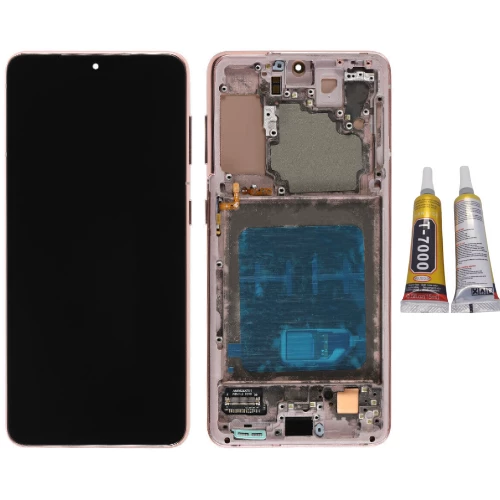 TE Samsung S21 G990 Uyumlu Çıtalı Lcd Ekran Servis Gold + B7000 ürün görseli 1