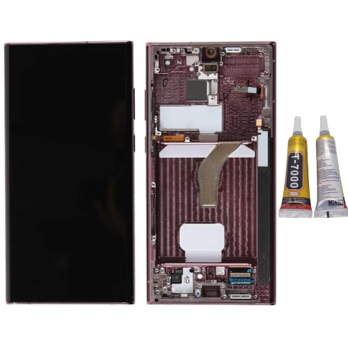 TE Samsung S22 Ultra 5G S908E Uyumlu Çıtalı Lcd Ekran Kırmızı + B7000 ürün görseli 1
