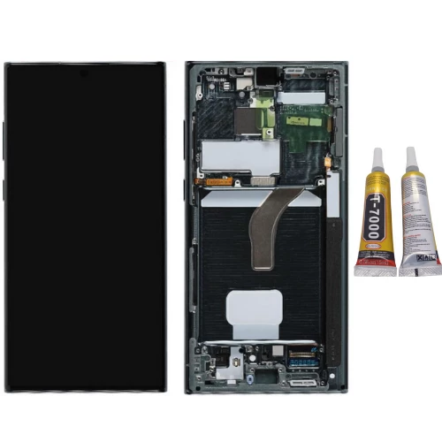 TE Samsung S22 Ultra 5G S908E Uyumlu Çıtalı Lcd Ekran Servis Yeşil+B7000 ürün görseli 1