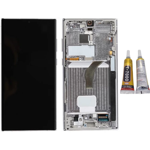 TE Samsung S22 Ultra S908 Uyumlu Çıtalı Lcd Ekran Beyaz + B7000 ürün görseli 1