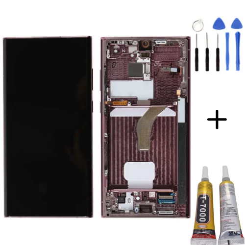 TE Samsung S22 Ultra S908 Uyumlu Çıtalı Lcd Ekran Kırmızı Full Set ürün görseli 1