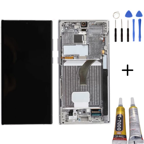 TE Samsung S22 Ultra S908 Uyumlu Çıtalı A Kalite Lcd Ekran Beyaz+Montaj Seti ürün görseli 1
