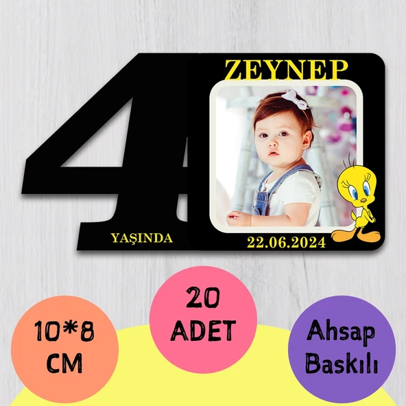 İsimli Ve Fotoğraflı Doğum Günü Magneti 20 adet ürün görseli 1