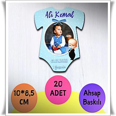 Bebek Çocuk Doğum Günü Resimli Ahşap Magnet 20 Adet a16 ürün görseli 1