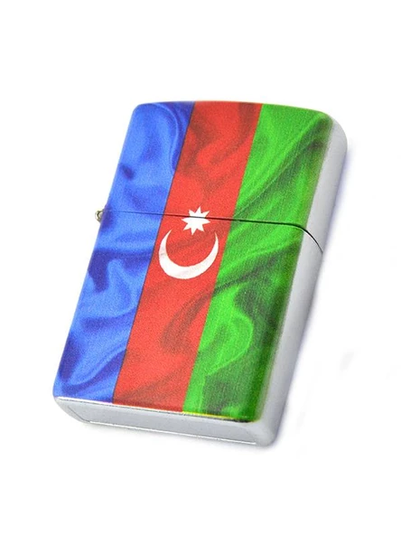 Azerbaycan Bayrak Baskılı Benzinli Çakmak ürün görseli 1