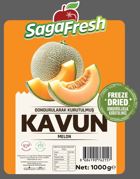 SagaFresh Dondurularak Kurutulmuş Kavun Dilimleri 1000g ürün görseli 1