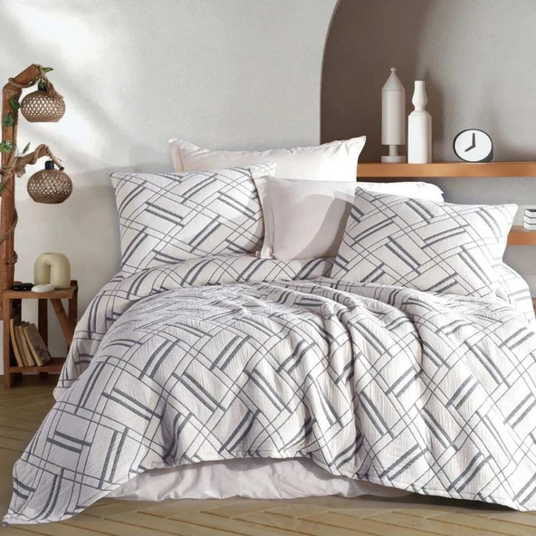 Zebra Casa Claris Çift Kişilik 3 Parça Yatak Örtüsü Takımı Lacivert Renk ürün görseli 1