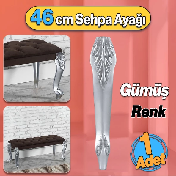 Zade Plastik Sehpa Ayağı 46 cm Gümüş Gri Renk 1 Adet Mobilya Zigon Çay Orta Sehpası Ayak Bağlantı ürün görseli 1