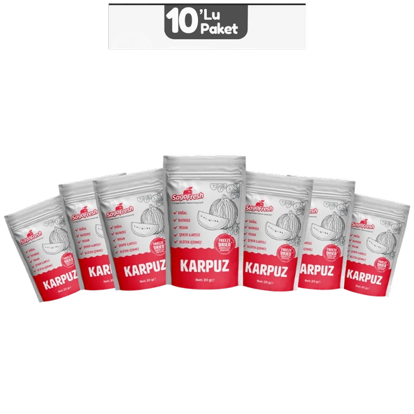 10'lu Dondurularak Kurutulmuş Karpuz Dilimleri (10X20G) ürün görseli 1