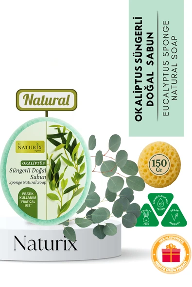 Naturix Okaliptus Süngerli Sabun 150 Gr - Parlaklık ve Doğal Peeling Etkisi ürün görseli 1