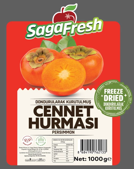 SagaFresh Dondurularak Kurutulmuş Cennet Hurması Dilimleri 1000g ürün görseli 1