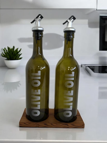 Selka Home 2' li Ahşap Stant Olıve Oıl Yağlık 750 ml ürün görseli 1