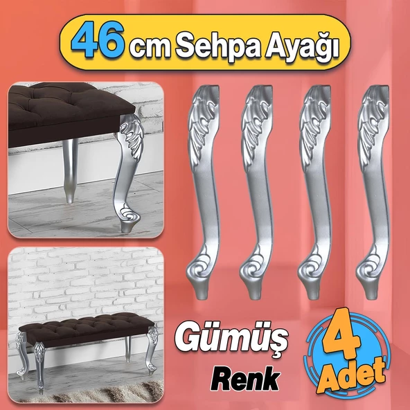 Zade Plastik Sehpa Ayağı 46 cm Gümüş Gri Renk 4 Adet Mobilya Zigon Çay Orta Sehpası Ayakları ürün görseli 1