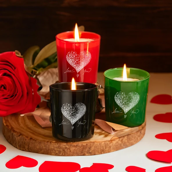 Selka Home 3lü Amor Cam Bardak Mum 110 GR. ürün görseli 1
