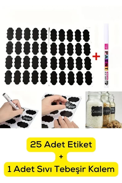 Mithra Life 25 Adet Kavanoz Baharat Kalemli Sticker Etiketi MIT1102 ürün görseli 1