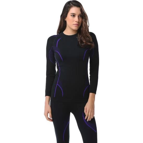 Evolite Thermowear Bayan Termal Üst İçlik M-L Siyah-Mor E-3125 ürün görseli 1