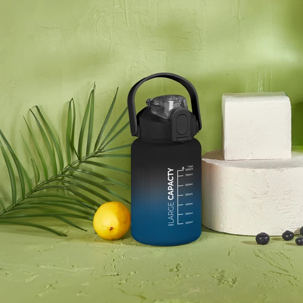 Selka Home - Briella 1000 ML Mavi-Siyah Pipetli Motivasyon Matara ürün görseli 1