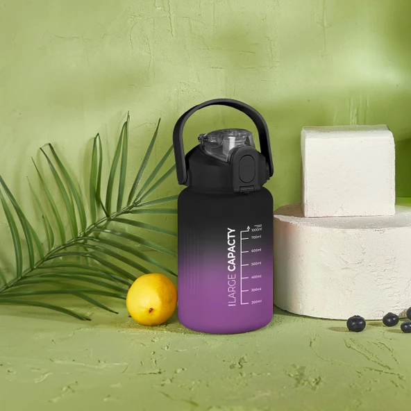 Selka Home - Briella 1000 ML Siyah Mor Pipetli Motivasyon Matara ürün görseli 1