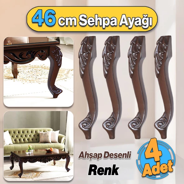 Zade Plastik Sehpa Ayağı 46 cm Ahşap Desenli Renk 4 Adet Mobilya Zigon Çay Orta Sehpası Ayakları ürün görseli 1