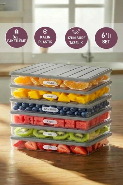 6 Adet 2,5 Lt. Nora Organizer Buzdolabı Buzluk Düzenleyici Saklama Kabı ürün görseli 1