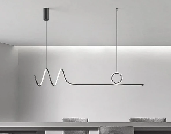 Dalgalı Minimal / 120 cm / Sarkıt Avize / 3 Renk Işık / Antrasit Gövde / 3 Yıl Garanti ürün görseli 1