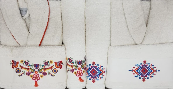 Karaca Home Chipas Offwhite Nakışlı Aile Banyo Seti - Resim 2
